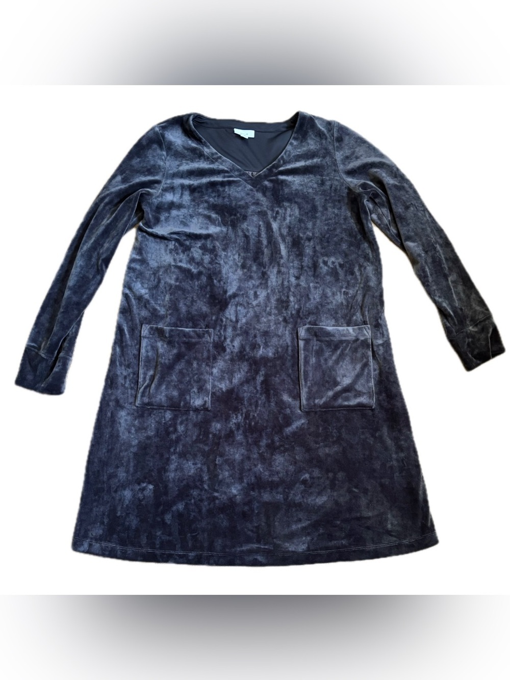 J Jill Pure Jill Gray Crushed Velour Dress Size Medium Loose Fit Soft Neutral